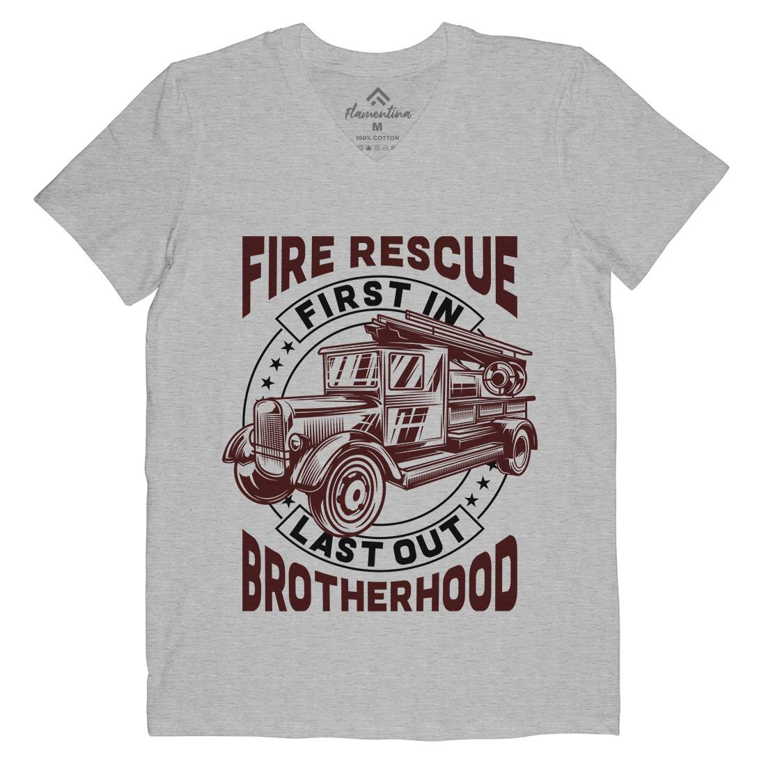 Fire Fighter Mens V-Neck T-Shirt Firefighters B814