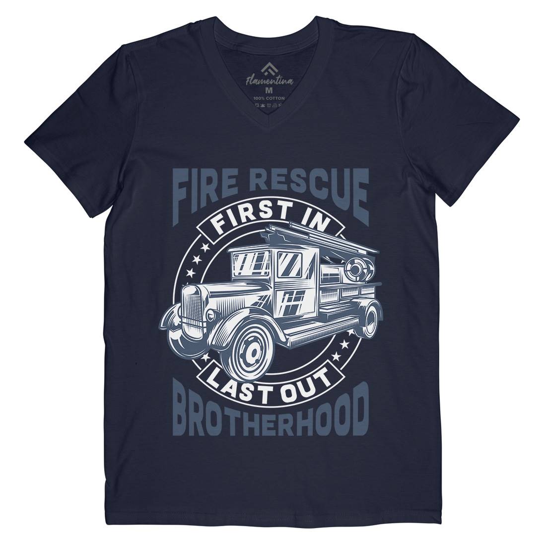 Fire Fighter Mens Organic V-Neck T-Shirt Firefighters B814