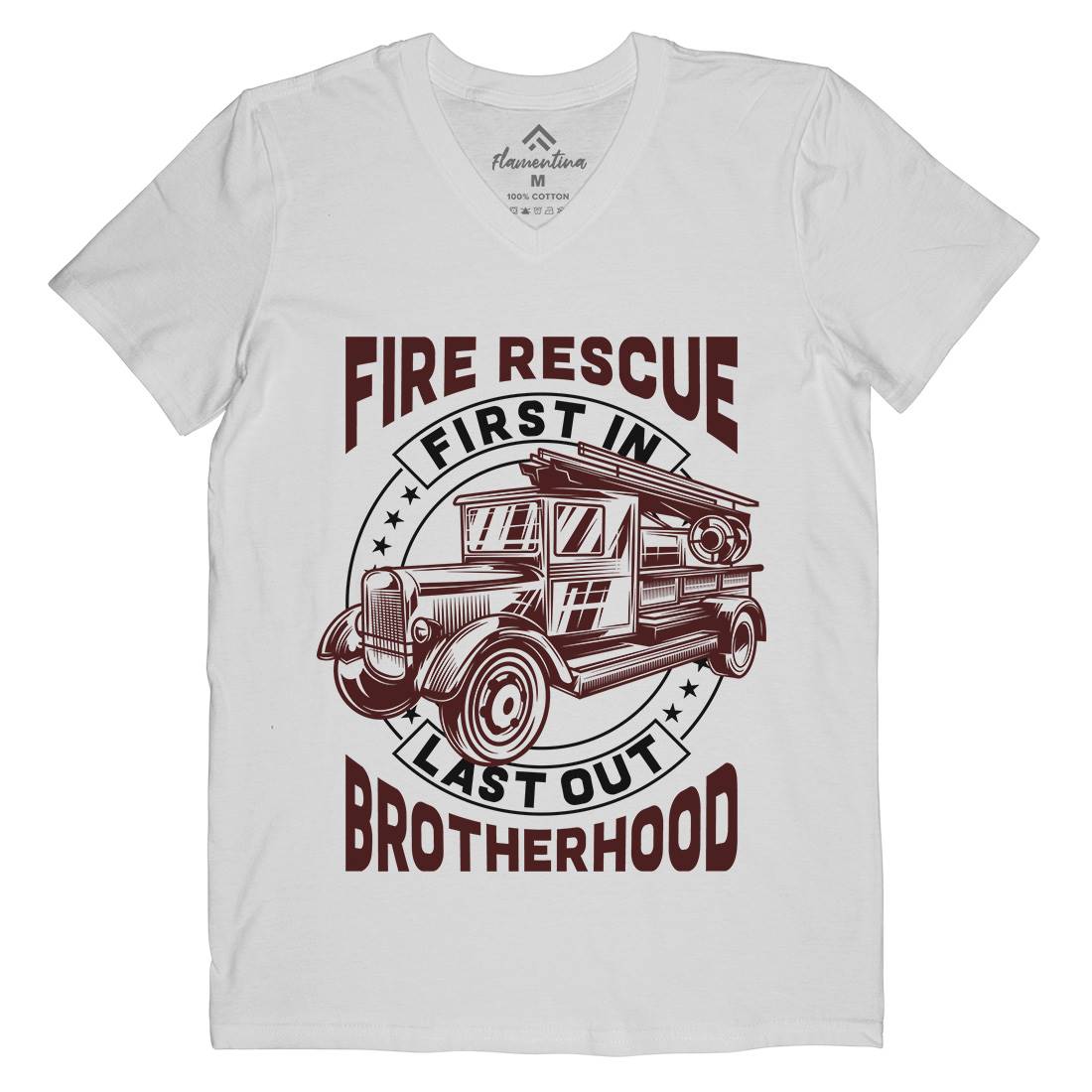 Fire Fighter Mens V-Neck T-Shirt Firefighters B814