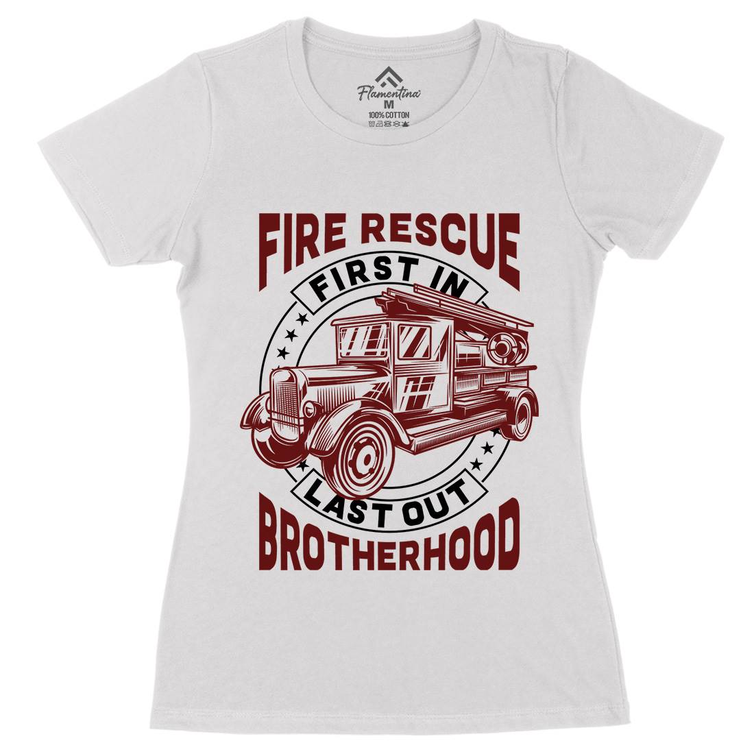 Fire Fighter Womens Organic Crew Neck T-Shirt Firefighters B814