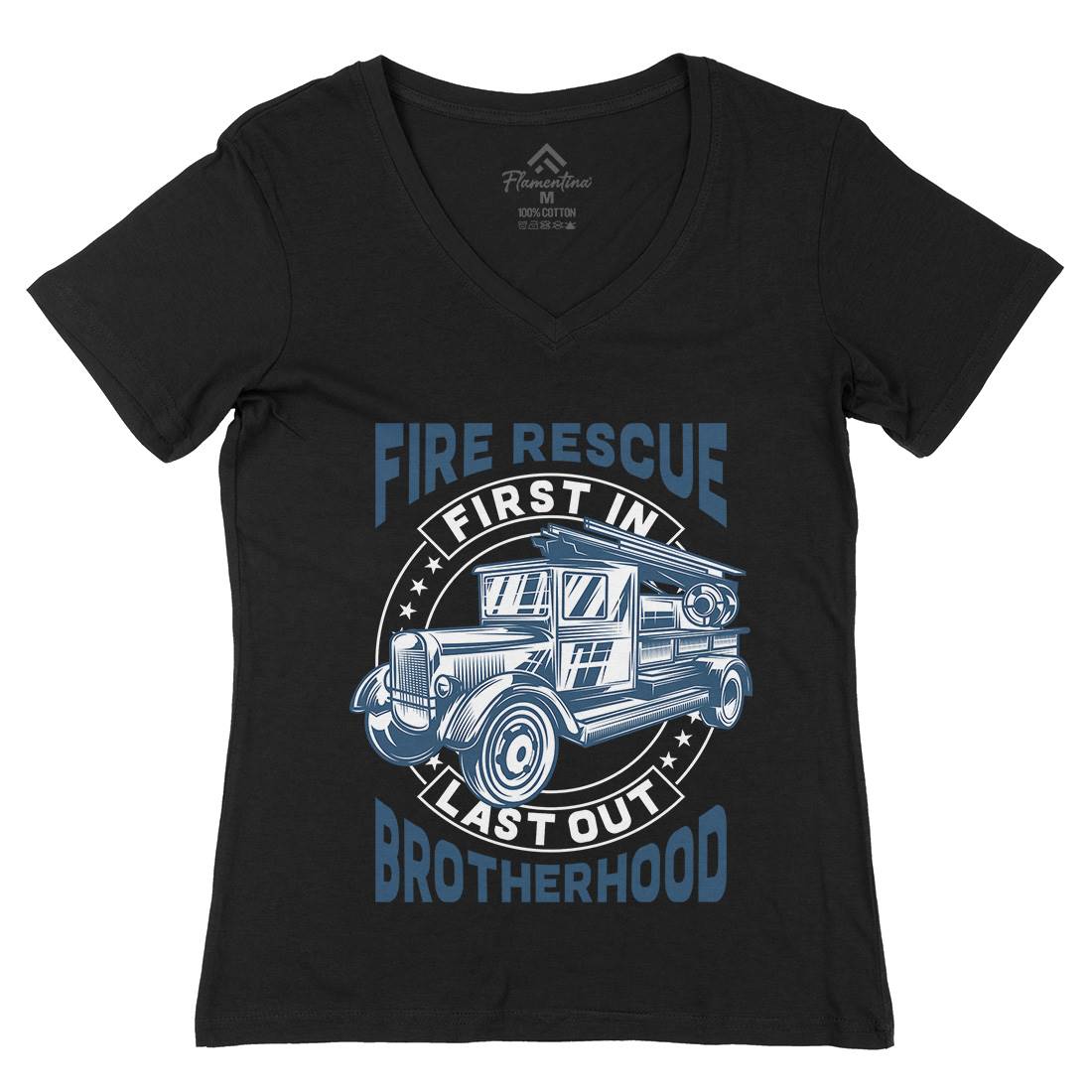 Fire Fighter Womens Organic V-Neck T-Shirt Firefighters B814