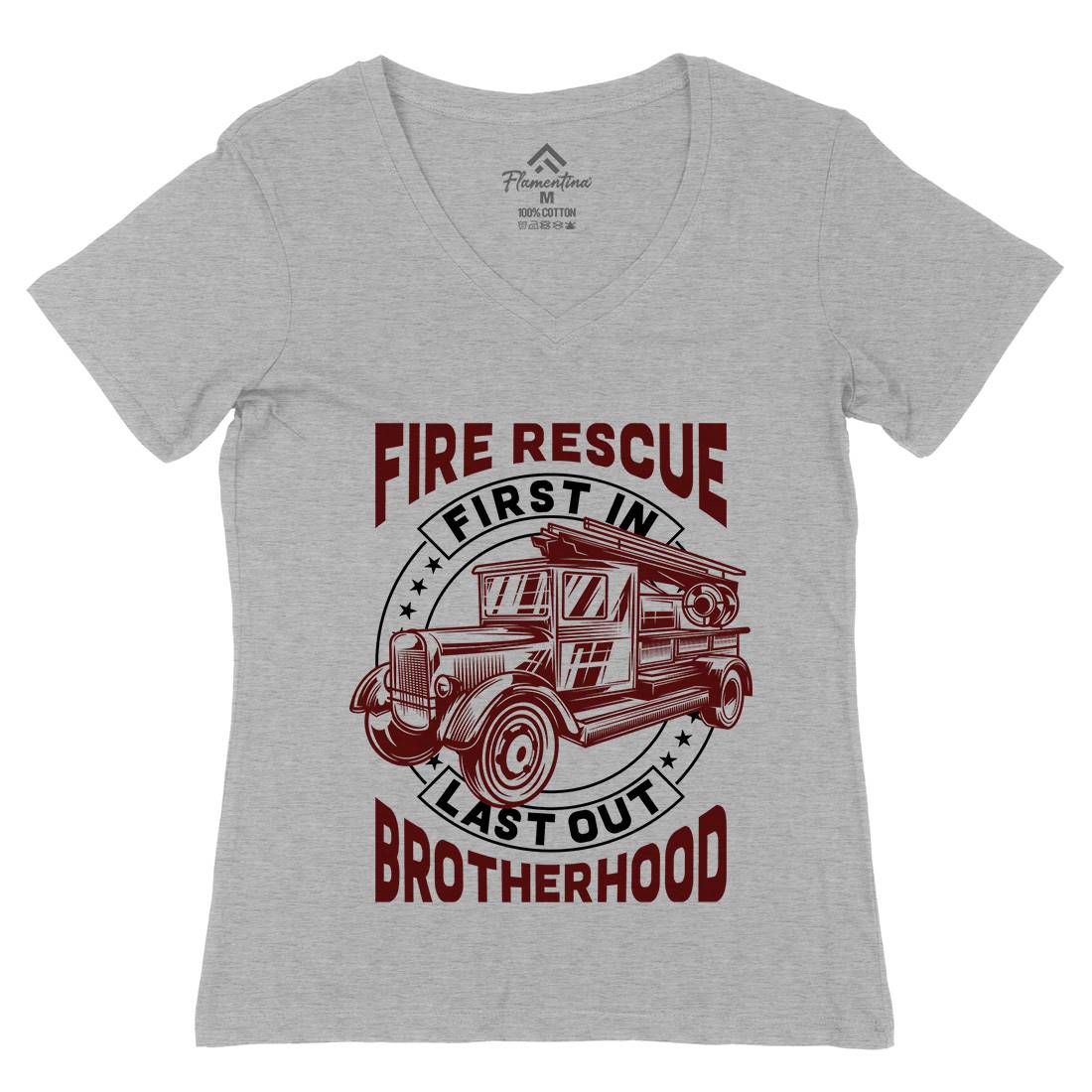 Fire Fighter Womens Organic V-Neck T-Shirt Firefighters B814