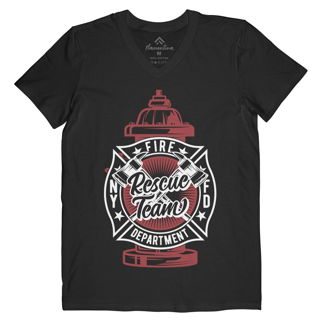 Fire Fighter Mens Organic V-Neck T-Shirt Firefighters B817