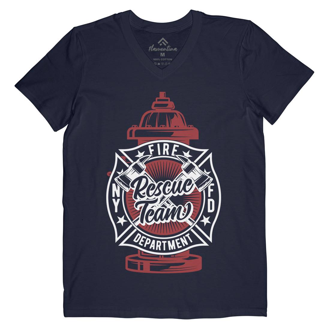 Fire Fighter Mens Organic V-Neck T-Shirt Firefighters B817