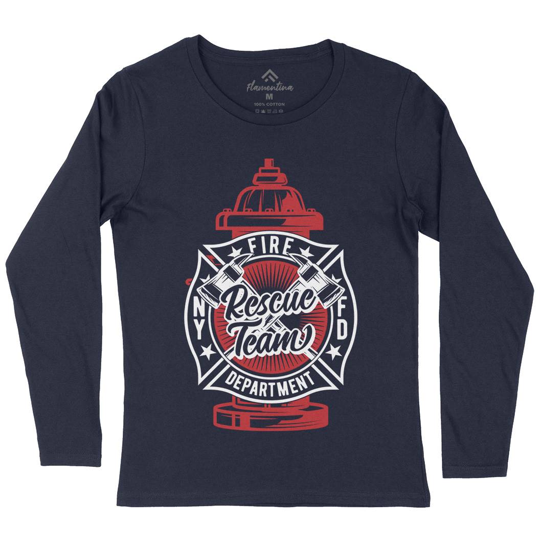 Fire Fighter Womens Long Sleeve T-Shirt Firefighters B817