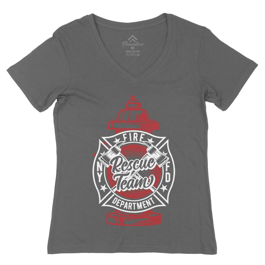 Fire Fighter Womens Organic V-Neck T-Shirt Firefighters B817