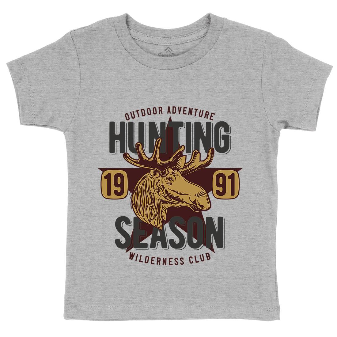 Deer Hunt Kids Organic Crew Neck T-Shirt Animals B819
