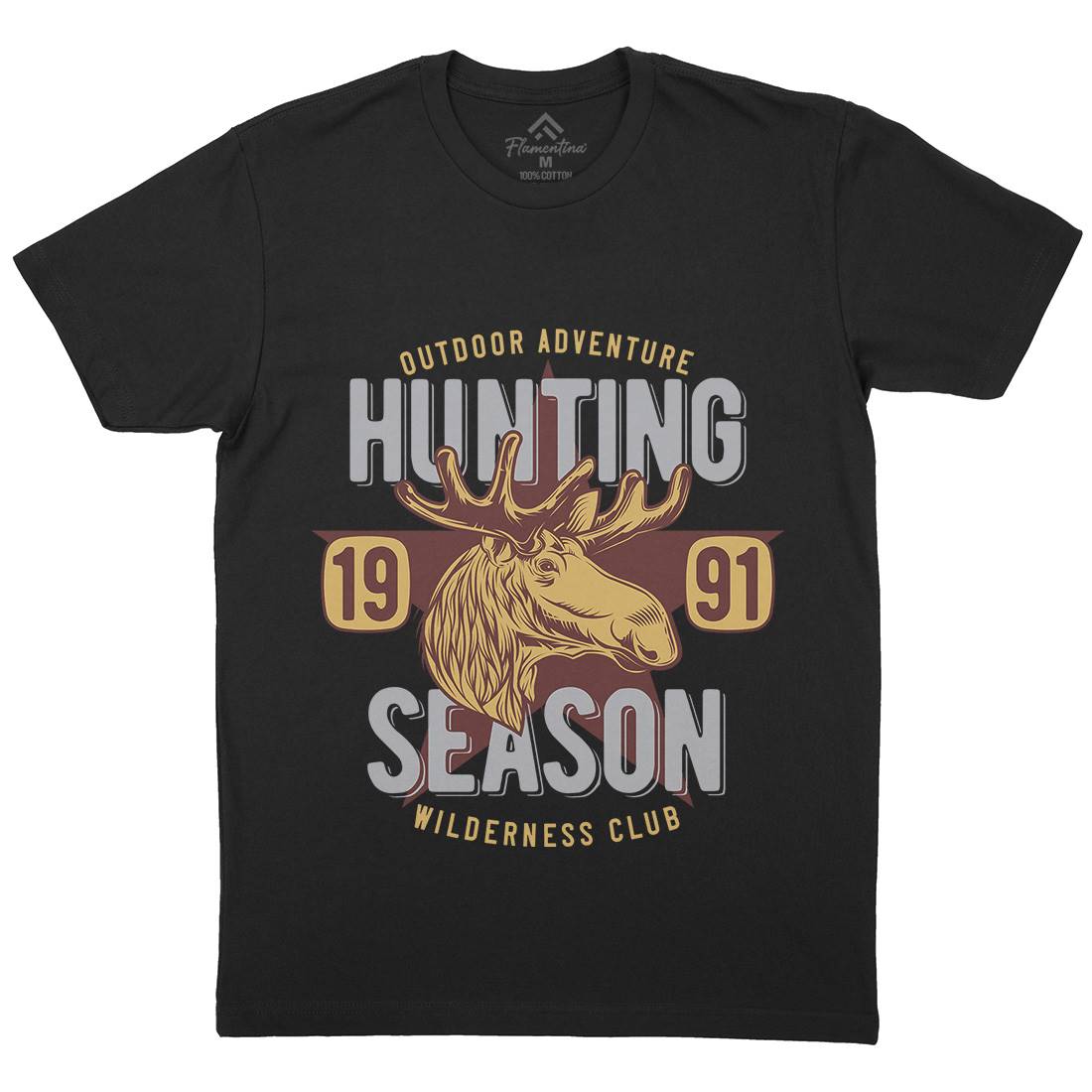 Deer Hunt Mens Organic Crew Neck T-Shirt Animals B819