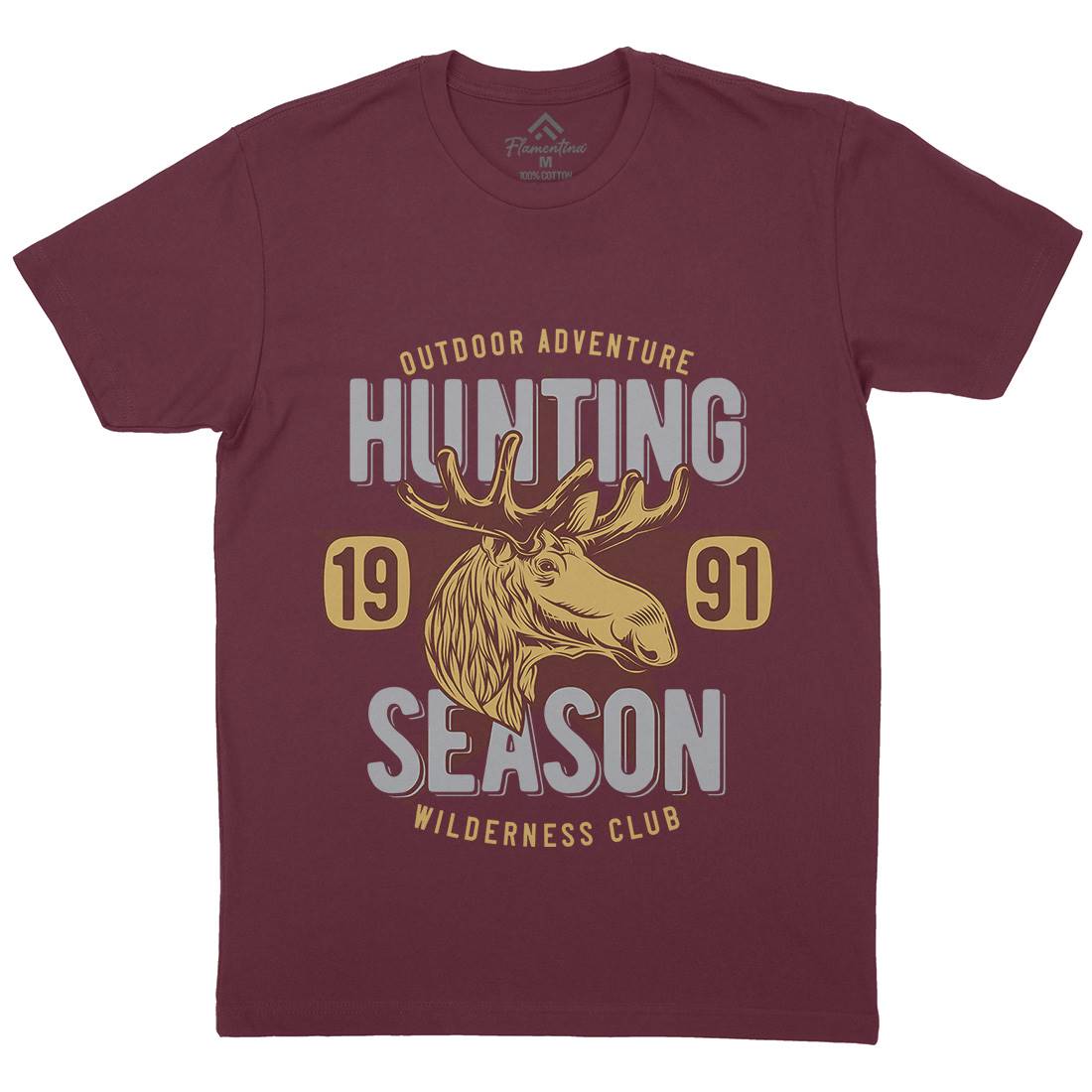 Deer Hunt Mens Organic Crew Neck T-Shirt Animals B819
