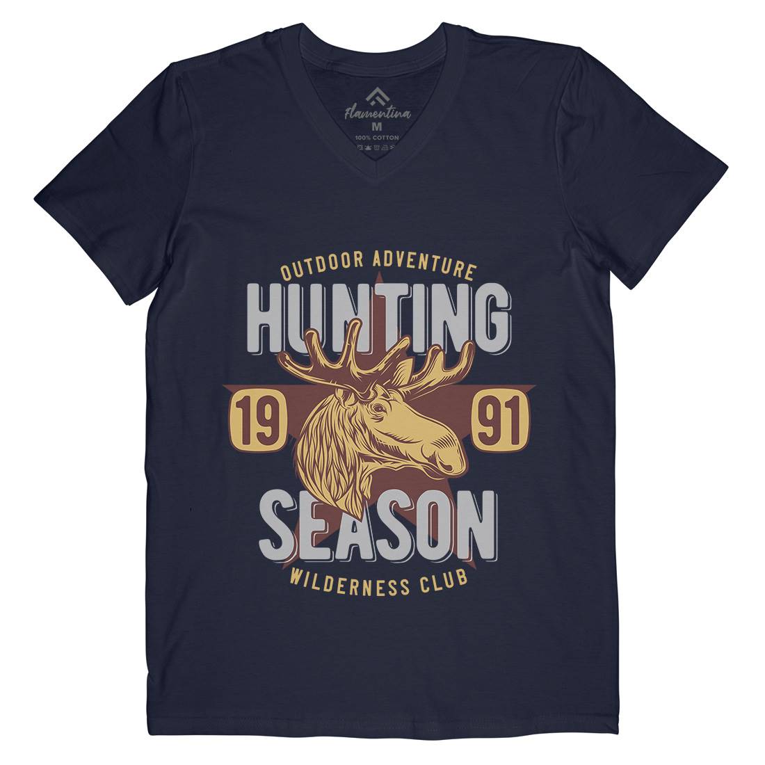 Deer Hunt Mens Organic V-Neck T-Shirt Animals B819