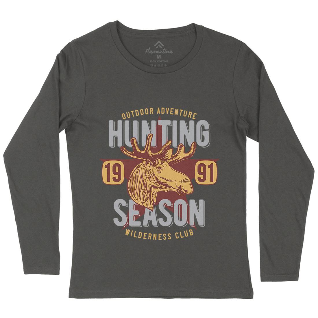 Deer Hunt Womens Long Sleeve T-Shirt Animals B819