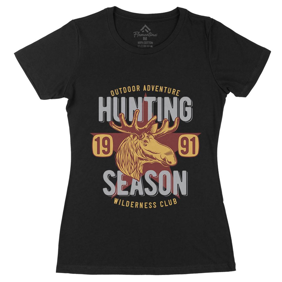 Deer Hunt Womens Organic Crew Neck T-Shirt Animals B819