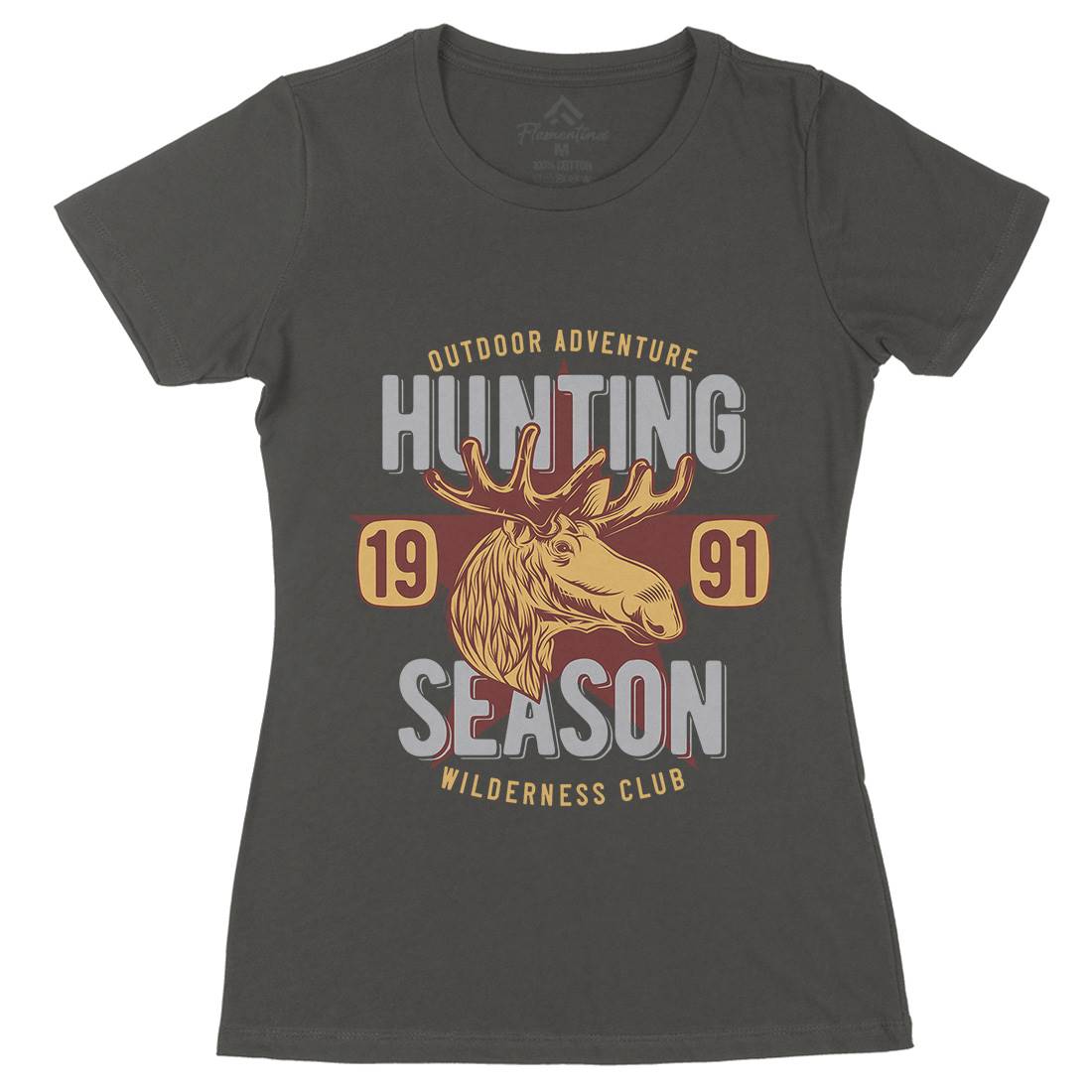 Deer Hunt Womens Organic Crew Neck T-Shirt Animals B819