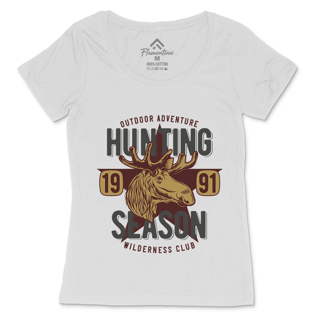 Deer Hunt Womens Scoop Neck T-Shirt Animals B819