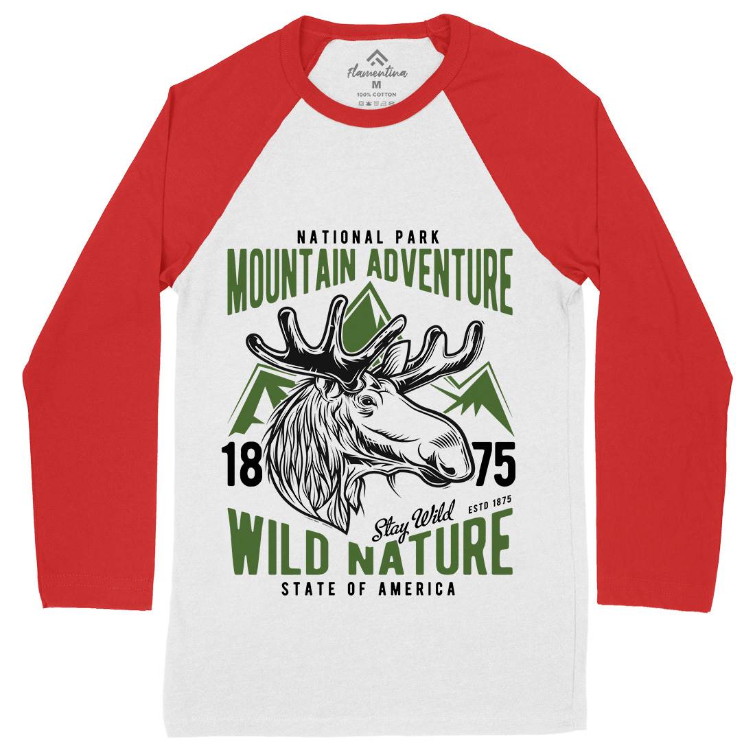 Moose Hunt Mens Long Sleeve Baseball T-Shirt Animals B820