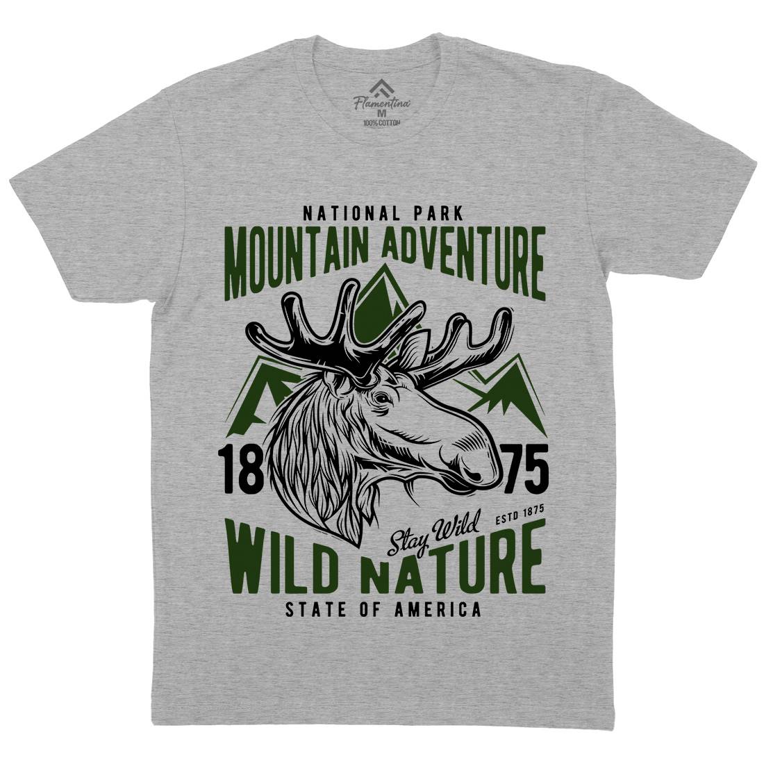 Moose Hunt Mens Organic Crew Neck T-Shirt Animals B820