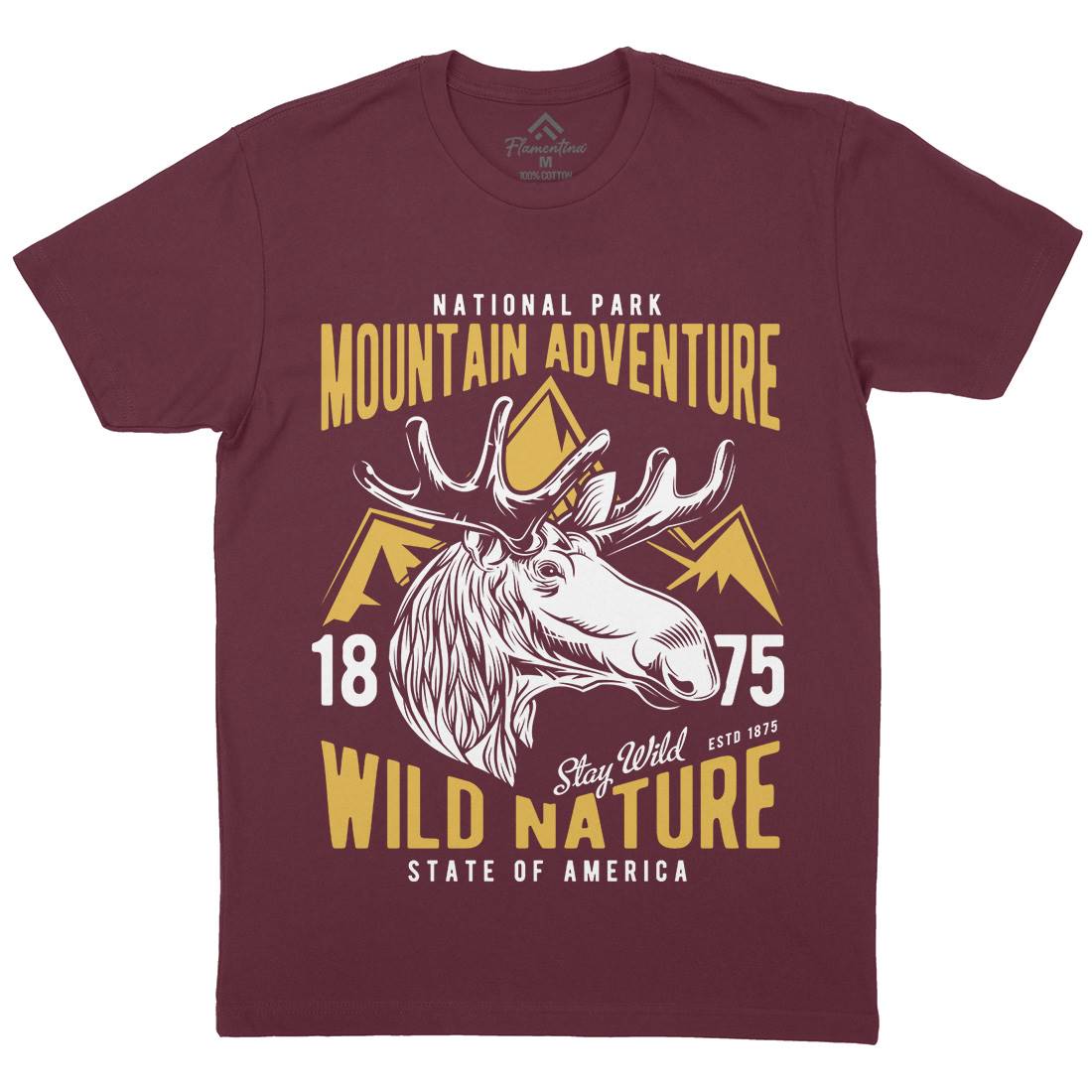 Moose Hunt Mens Organic Crew Neck T-Shirt Animals B820