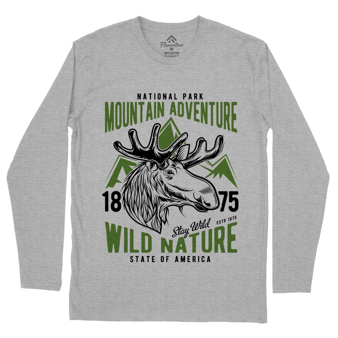 Moose Hunt Mens Long Sleeve T-Shirt Animals B820