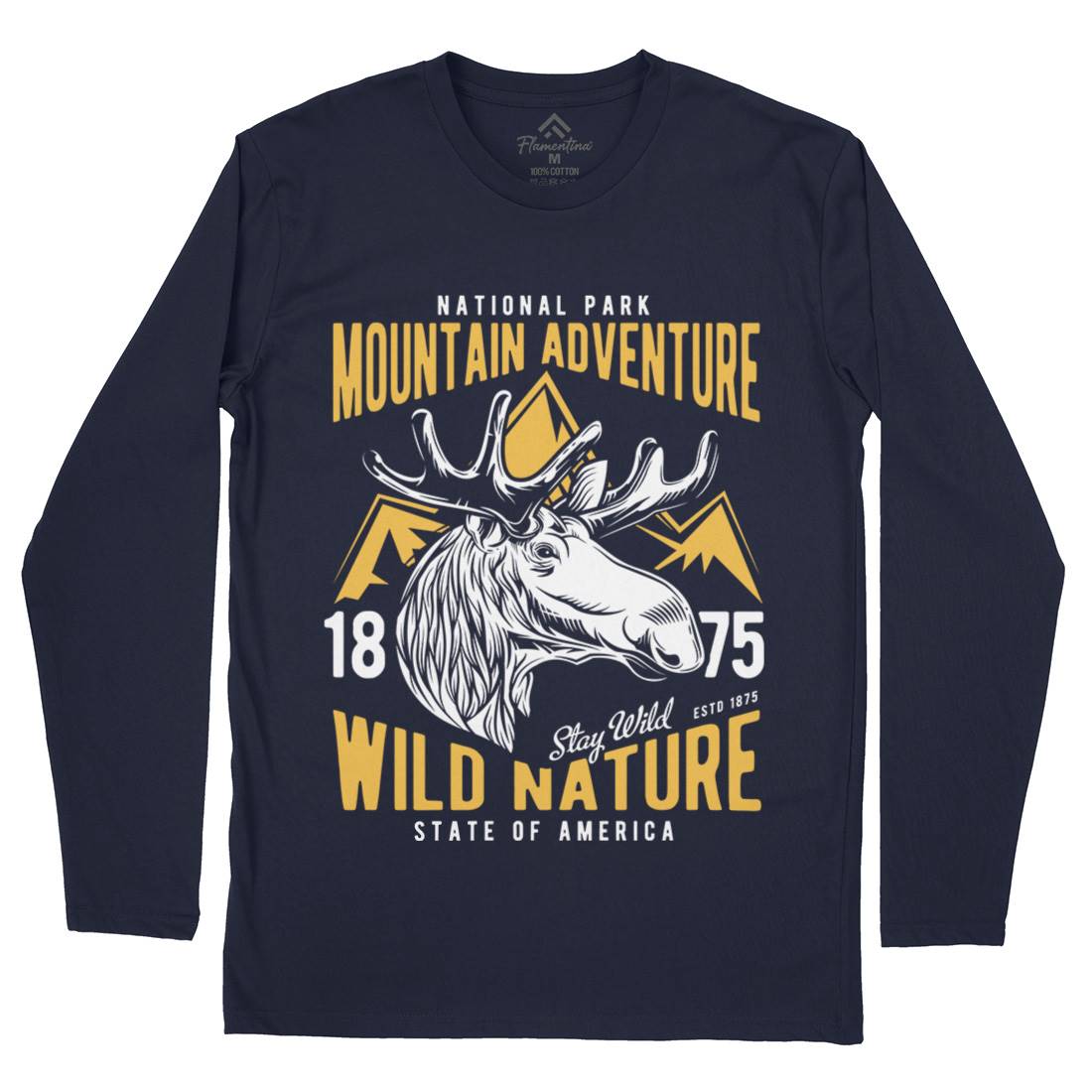 Moose Hunt Mens Long Sleeve T-Shirt Animals B820