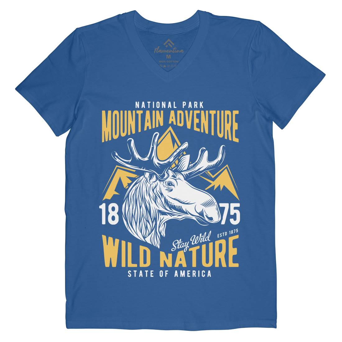 Moose Hunt Mens V-Neck T-Shirt Animals B820