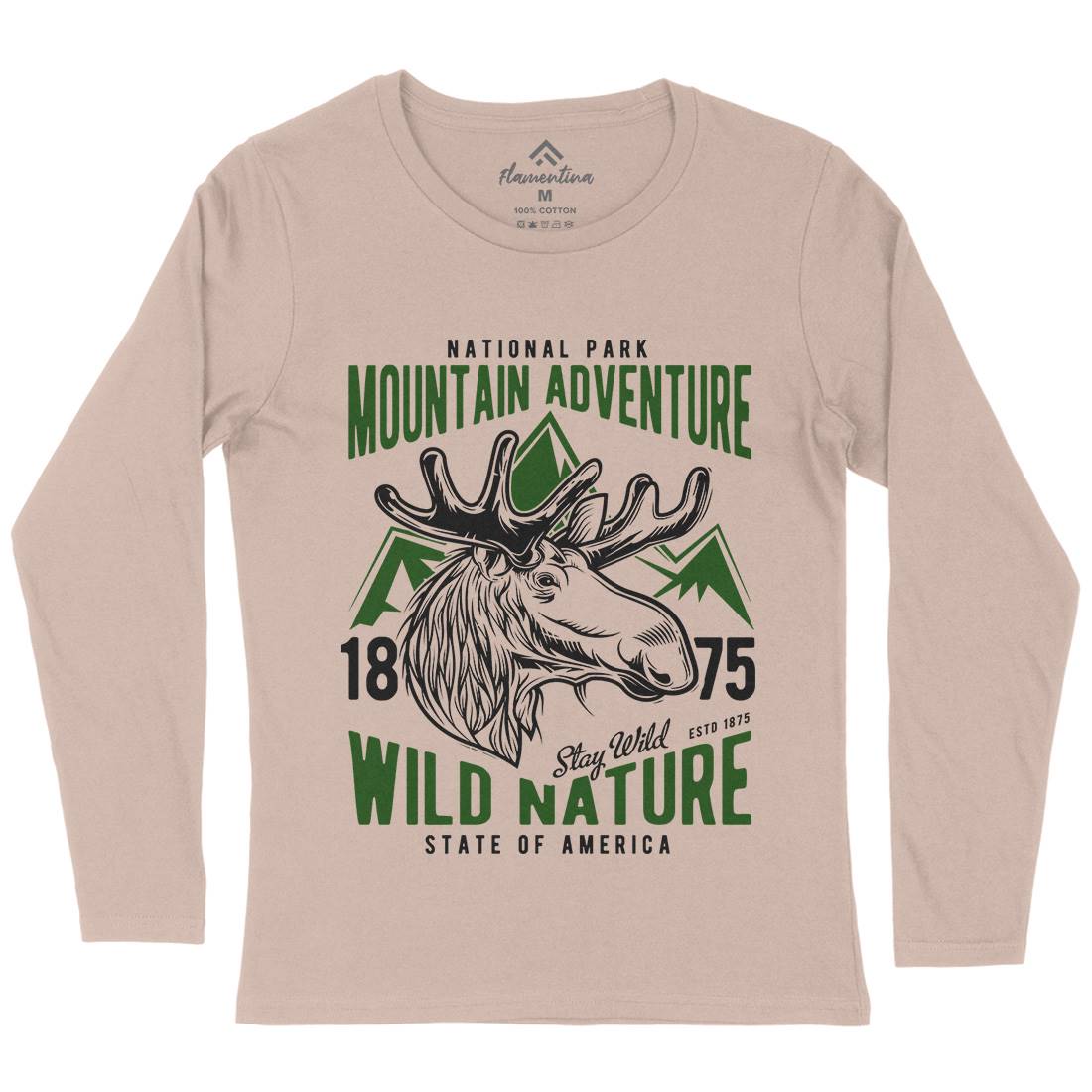 Moose Hunt Womens Long Sleeve T-Shirt Animals B820