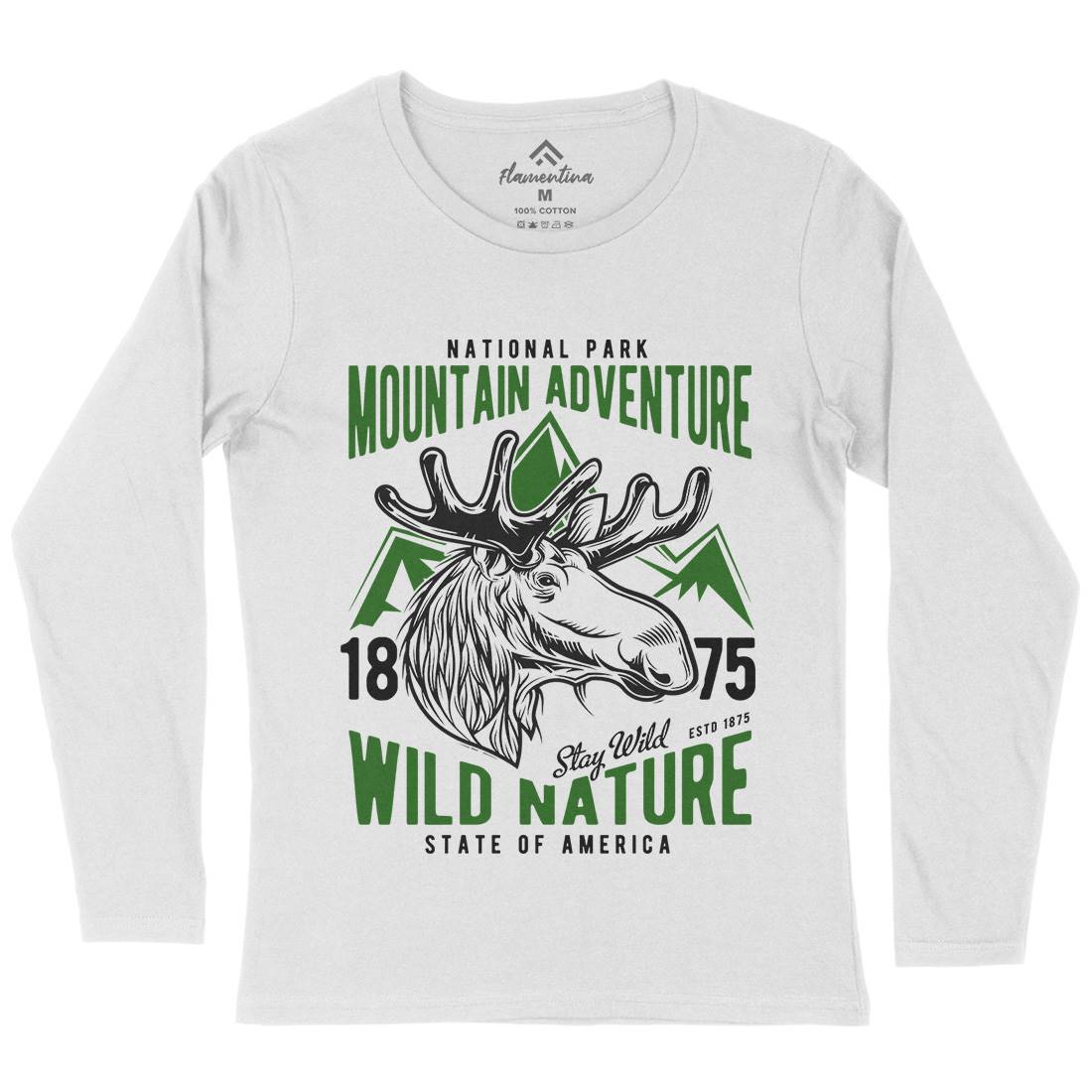 Moose Hunt Womens Long Sleeve T-Shirt Animals B820