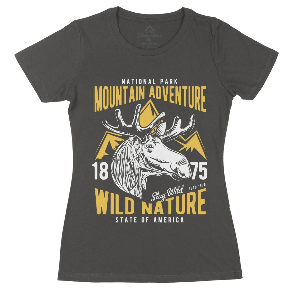 Moose Hunt Womens Organic Crew Neck T-Shirt Animals B820