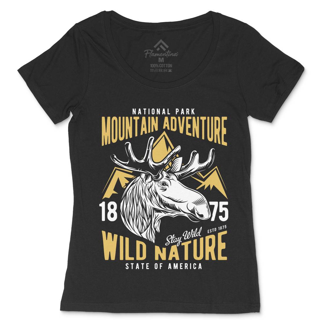 Moose Hunt Womens Scoop Neck T-Shirt Animals B820