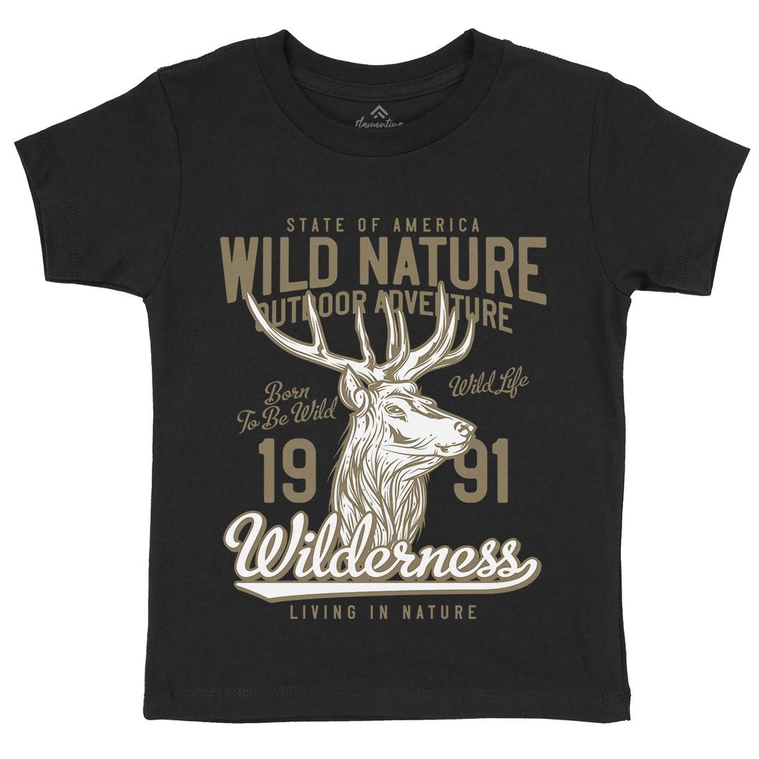 Deer Hunt Kids Crew Neck T-Shirt Animals B821