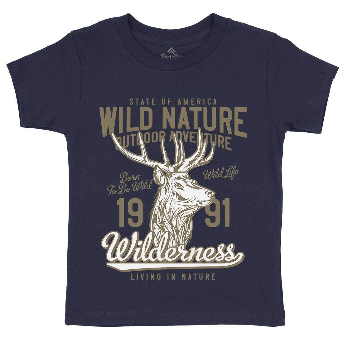 Deer Hunt Kids Organic Crew Neck T-Shirt Animals B821