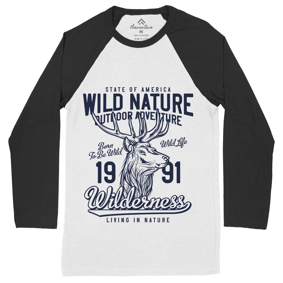 Deer Hunt Mens Long Sleeve Baseball T-Shirt Animals B821