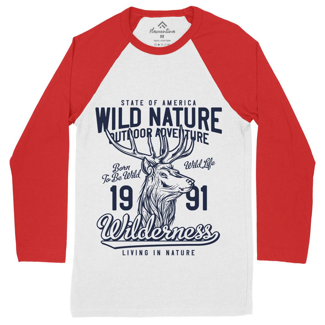 Deer Hunt Mens Long Sleeve Baseball T-Shirt Animals B821