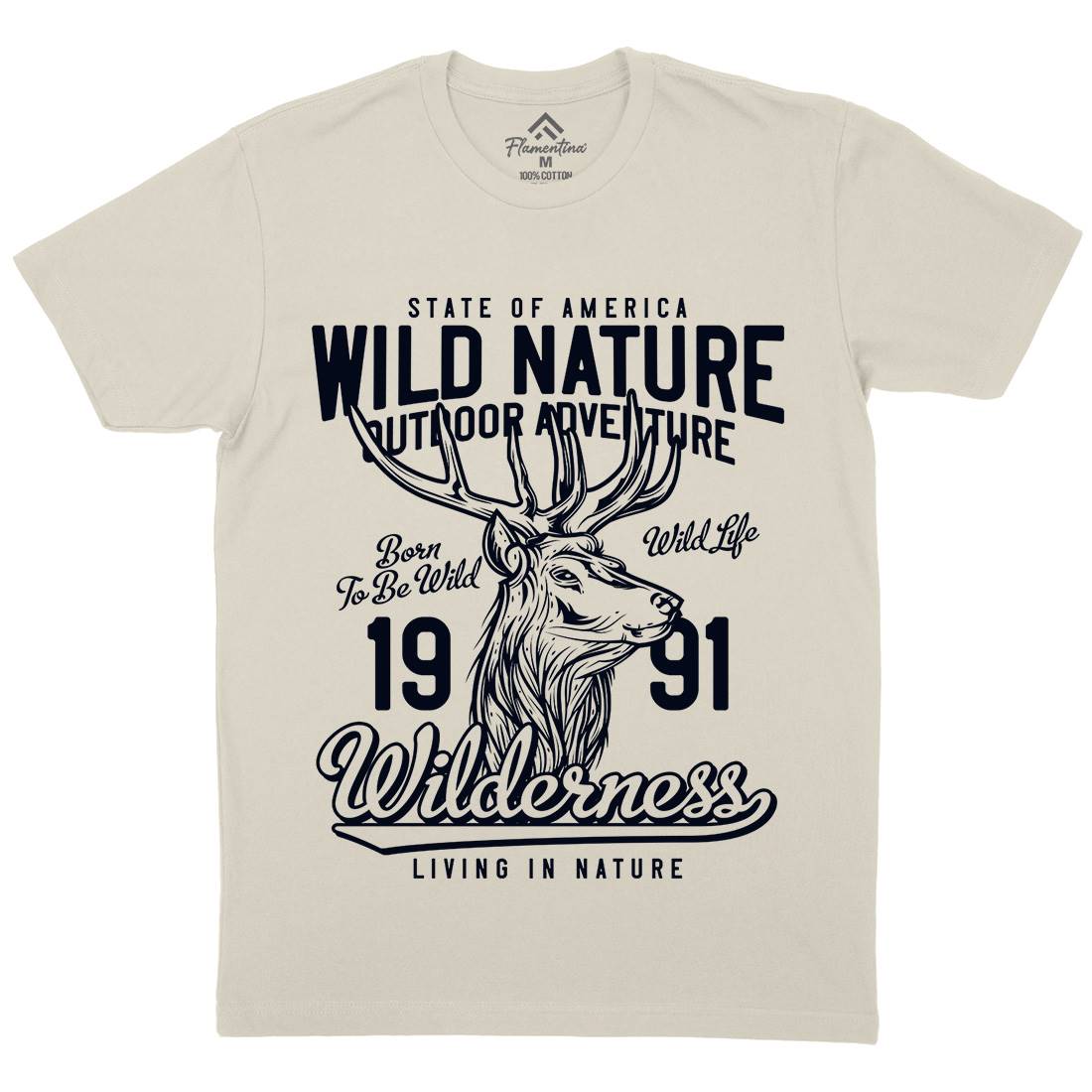 Deer Hunt Mens Organic Crew Neck T-Shirt Animals B821