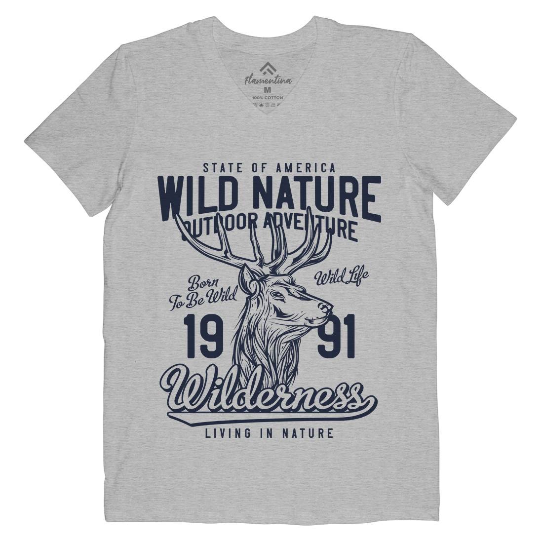 Deer Hunt Mens Organic V-Neck T-Shirt Animals B821