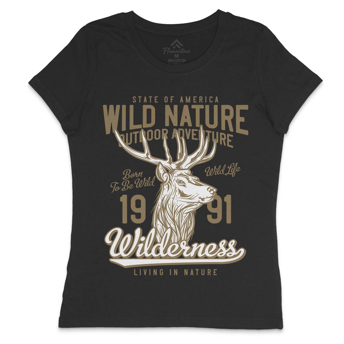 Deer Hunt Womens Crew Neck T-Shirt Animals B821