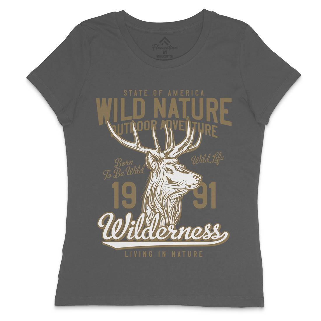 Deer Hunt Womens Crew Neck T-Shirt Animals B821