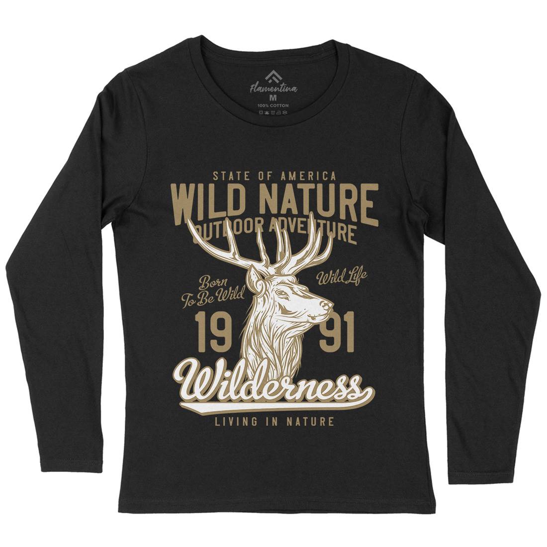 Deer Hunt Womens Long Sleeve T-Shirt Animals B821