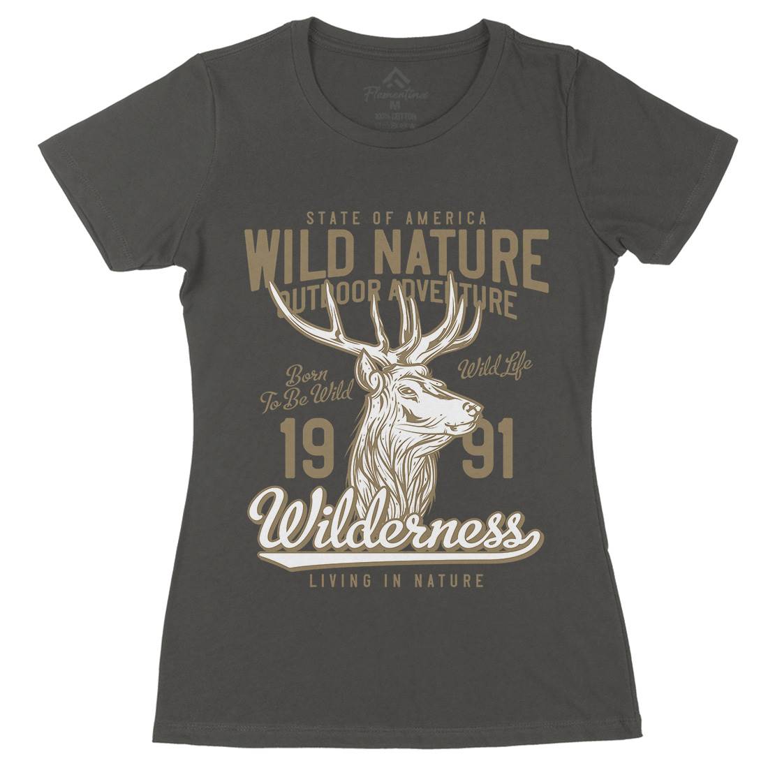 Deer Hunt Womens Organic Crew Neck T-Shirt Animals B821