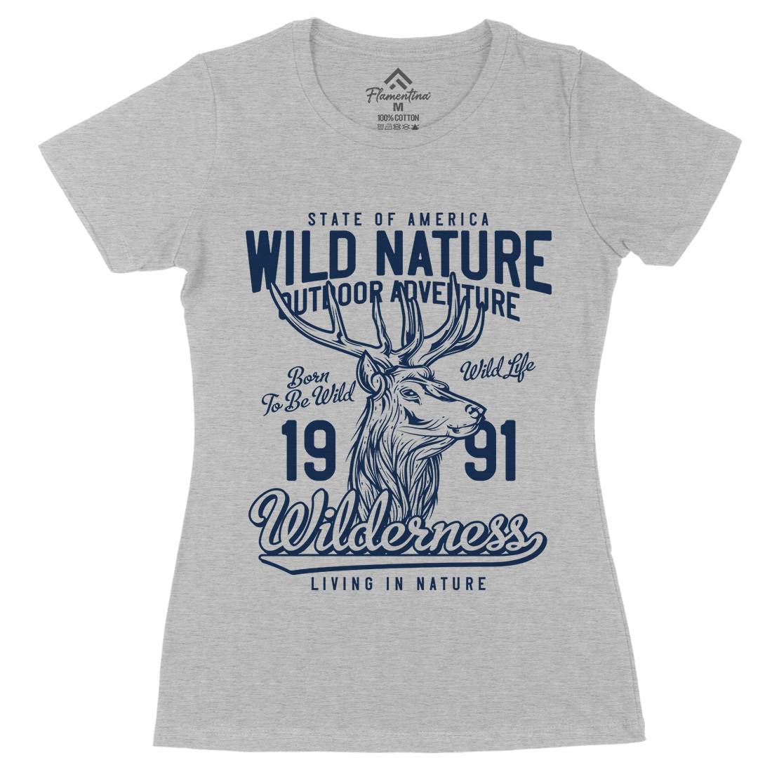 Deer Hunt Womens Organic Crew Neck T-Shirt Animals B821