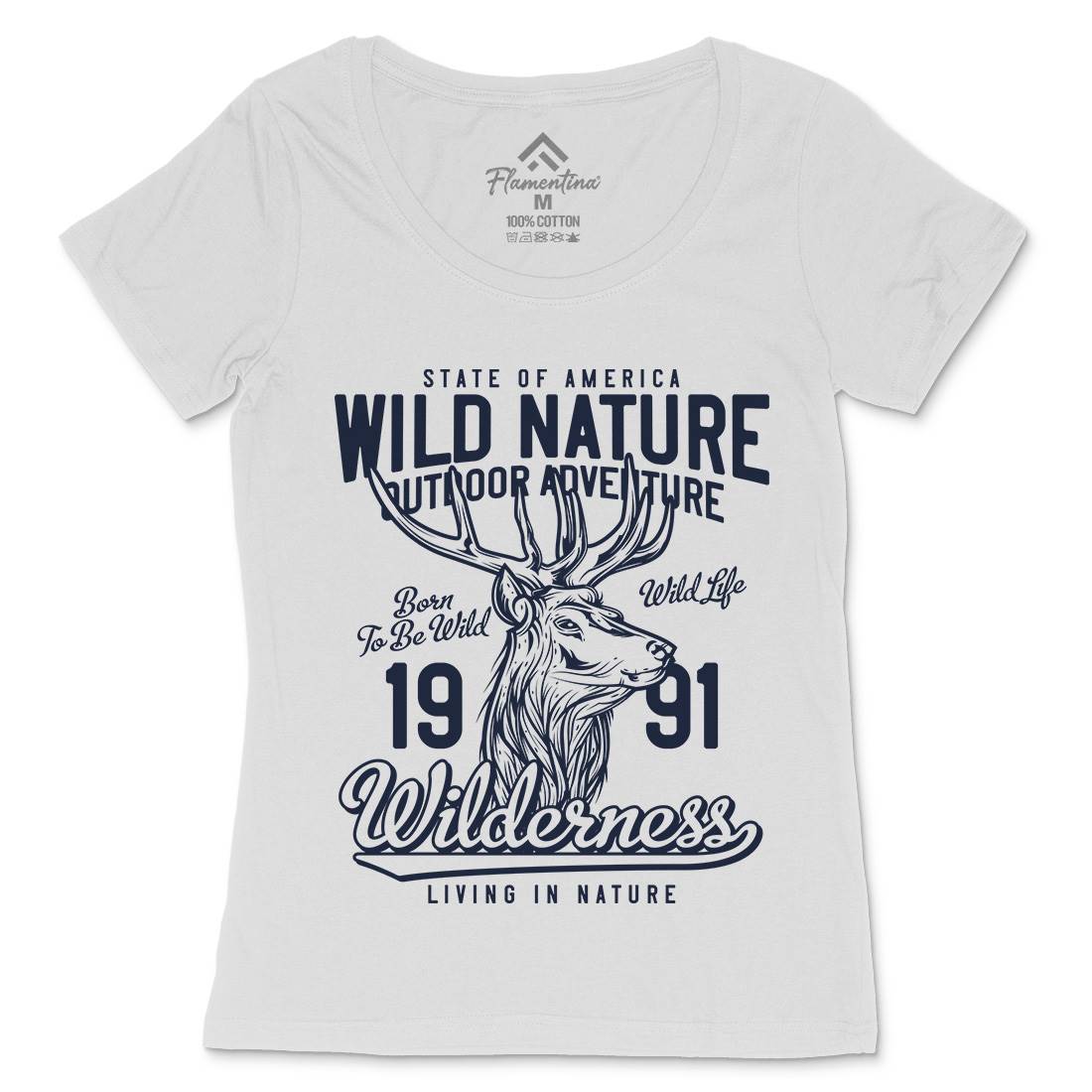 Deer Hunt Womens Scoop Neck T-Shirt Animals B821