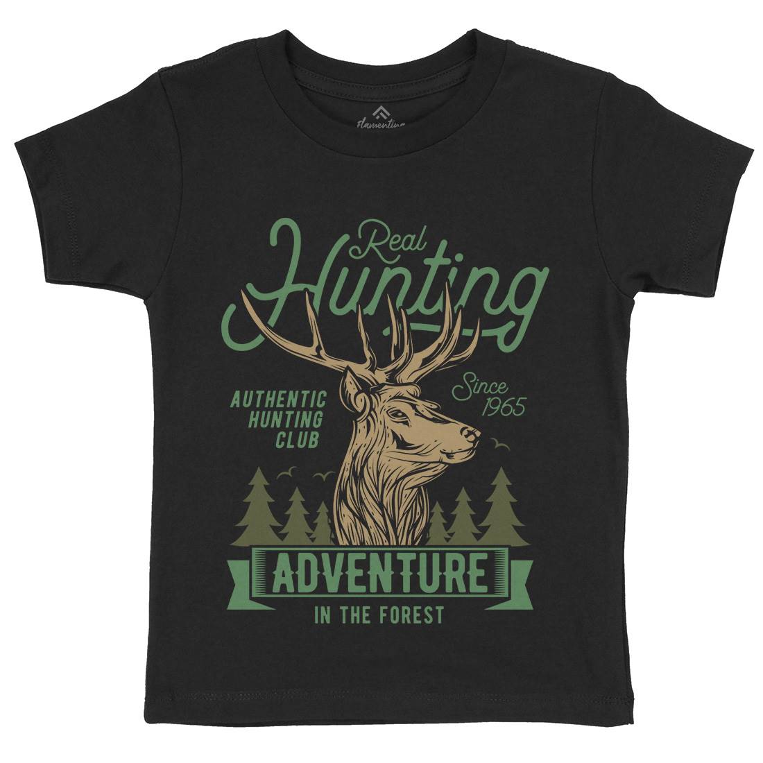 Deer Hunt Kids Crew Neck T-Shirt Animals B822