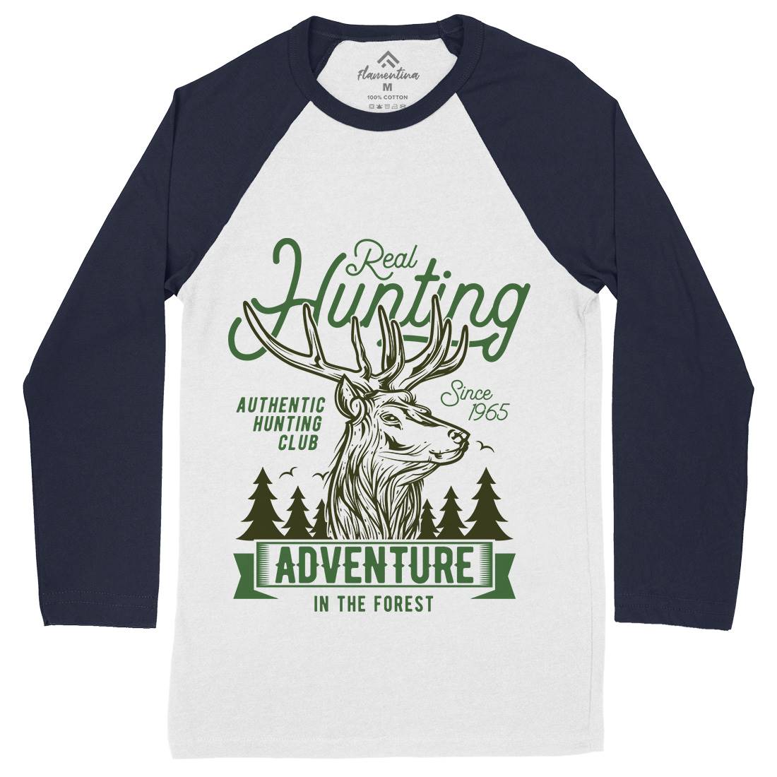 Deer Hunt Mens Long Sleeve Baseball T-Shirt Animals B822