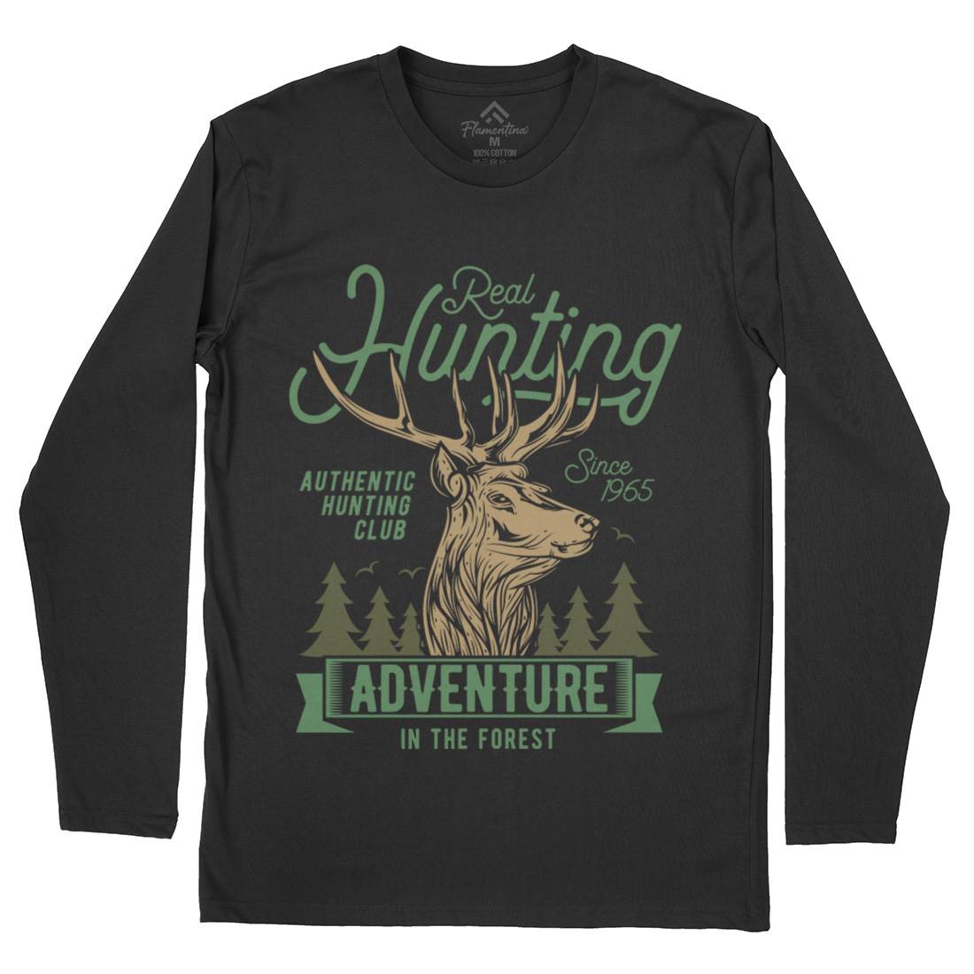 Deer Hunt Mens Long Sleeve T-Shirt Animals B822