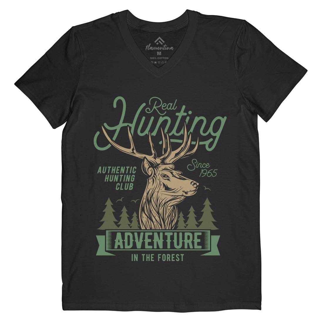 Deer Hunt Mens Organic V-Neck T-Shirt Animals B822