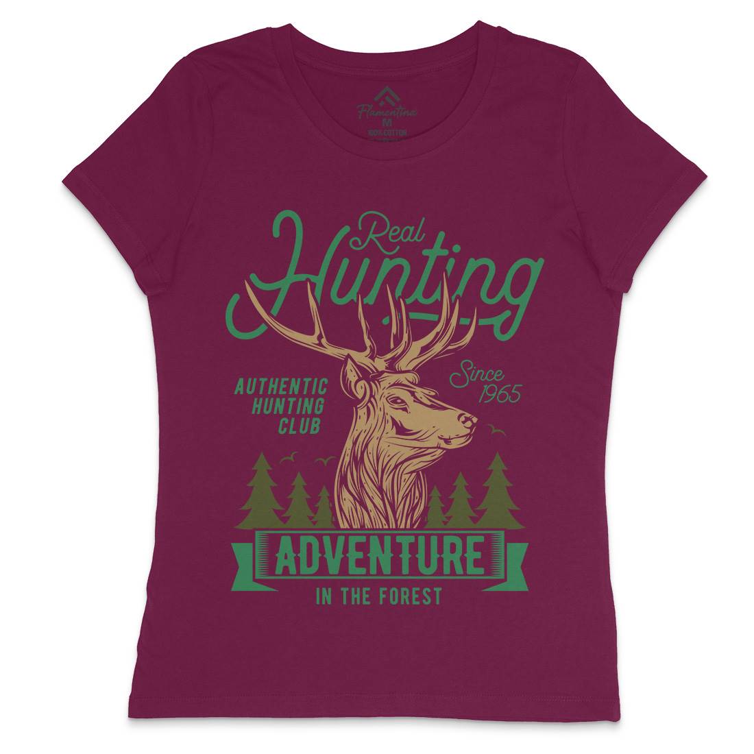 Deer Hunt Womens Crew Neck T-Shirt Animals B822