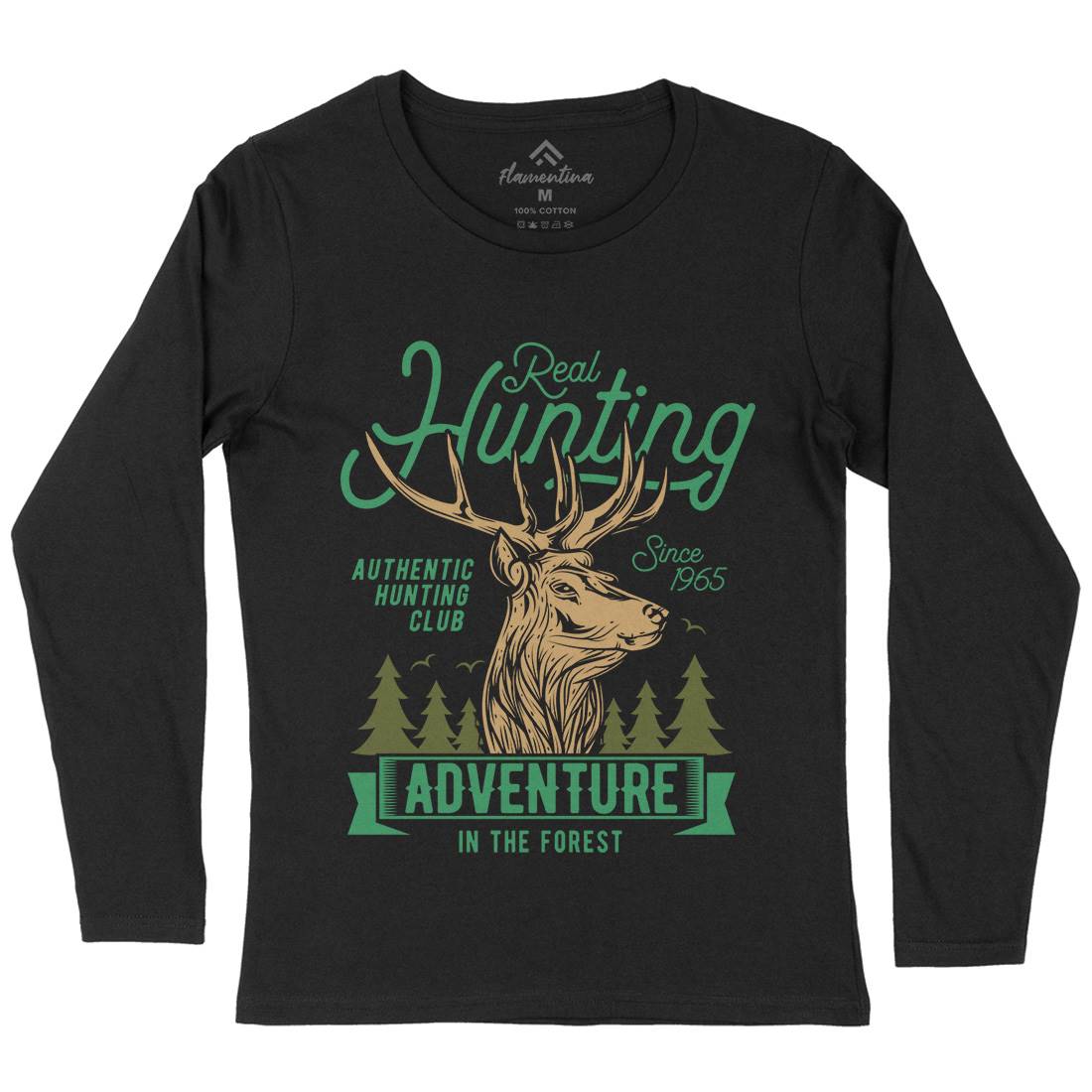 Deer Hunt Womens Long Sleeve T-Shirt Animals B822