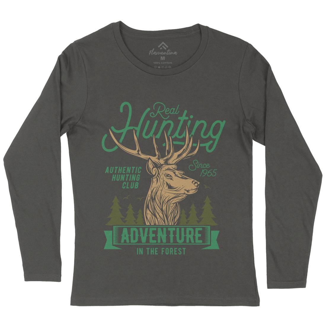 Deer Hunt Womens Long Sleeve T-Shirt Animals B822
