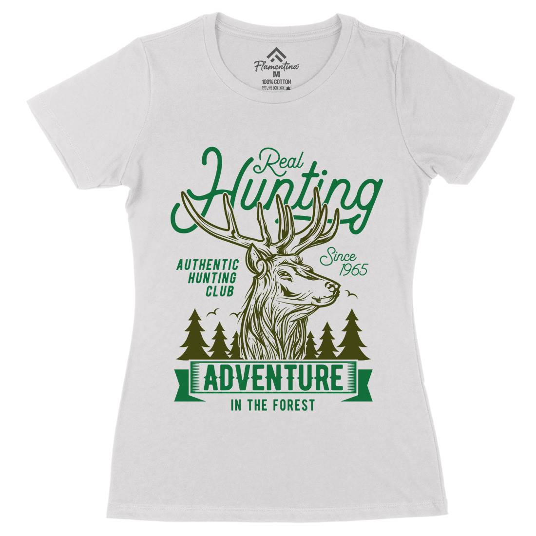 Deer Hunt Womens Organic Crew Neck T-Shirt Animals B822