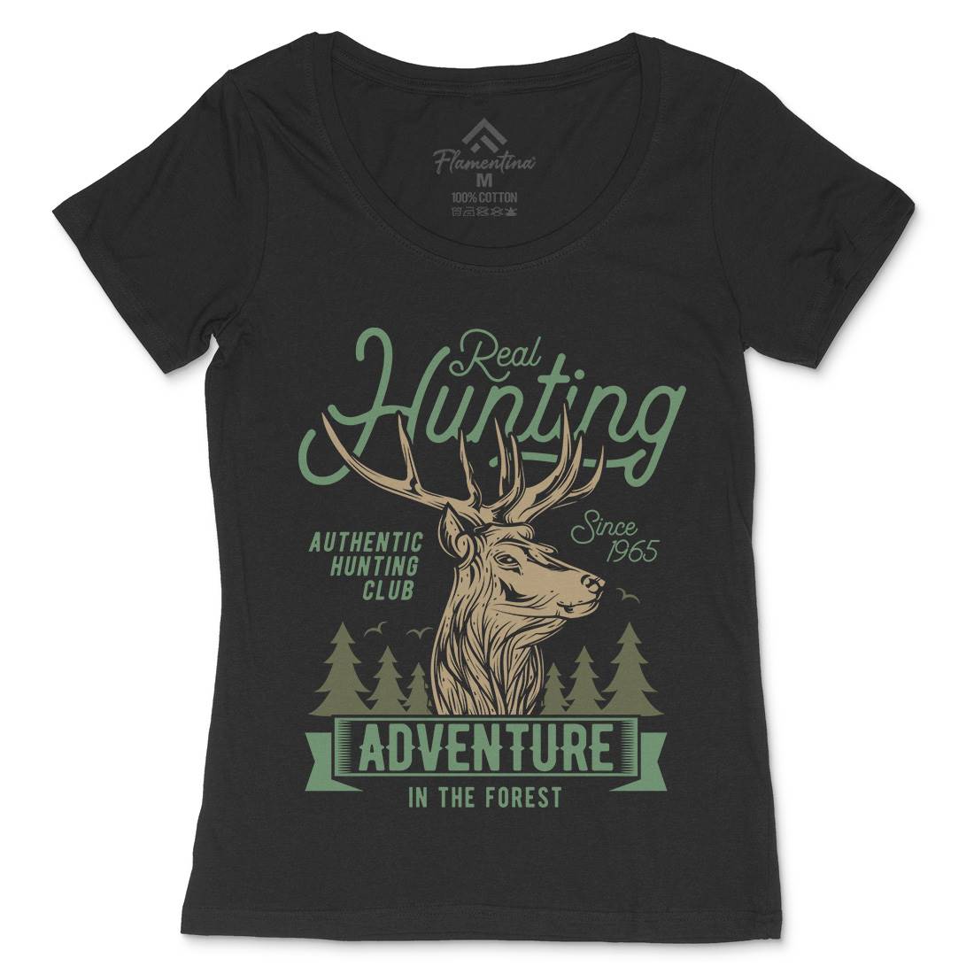 Deer Hunt Womens Scoop Neck T-Shirt Animals B822