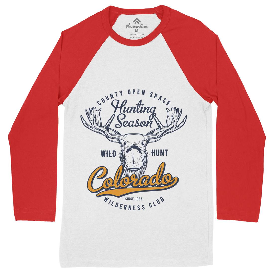 Moose Hunt Mens Long Sleeve Baseball T-Shirt Animals B823